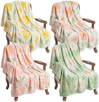 Buryeah 4 Pcs Floral Throw Blanket Flower Flannel Throw Thanksgiving Gift by Buryeah