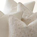 a moment Beige 4 Pack Throw Pillow Covers - Chenille & Velvet Set with Piping, Farmhouse Textured Design Cushion Cases for Couch Sofa Bed (20x20 Inch, No Insert) - Image 4