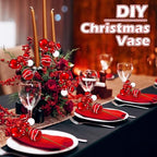 Daifunli 8 Pcs Red and White Christmas Tree Picks 7.87 Inch Christmas Balls Ornaments Xmas Hanging Decorations for Xmas Tree Topper DIY Wreath Holiday Floral Vase Fillers Crafts Home Decor - Image 5