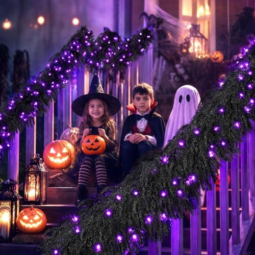 DOIOWN Pre-Lit 6FT Black Norfolk Pine Halloween Garland - Image 7