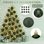 Lunmon 64 Pcs Dark Green Christmas Ball Ornaments Forest Green Xmas Baubles - Image 3