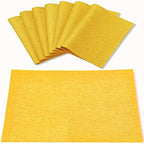 Cloth Yellow Placemats Set of 8, Linen Type Fabric Placemats Machine Washable Heat Resistant Placemats Polyester Place Mats for Halloween, Thanksgiving and Christmas Dining Table (Yellow) by Rinpon