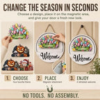 16 PCS Interchangeable Welcome Sign for Front Door 11.8'' Magnetic Wood Decor, Wooden Farmhouse Rustic Outdoor Welcome Signs Porch，door sign - Image 5