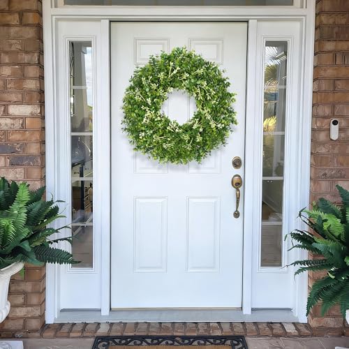 26 Inch Large Greenery Eucalyptus Boxwood Wreaths Artificial Easter Summer Spring Wreaths for Front Door Outdoor All Season Spring Decorations for Home Porch Room Window Wall Farmhouse (Berries) - Image 2