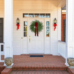 2 Pack Christmas Wreath for Front Door, Artificial Pine Cedar Holiday Wreath with Red Bow, Winter Greenery Wreath for Indoor Outdoor Home Decoration - Image 6