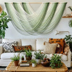 Macrame Wall Hanging Large Dip Dyed Boho Green Wall Art Decor 57"W*31"L - Image 2