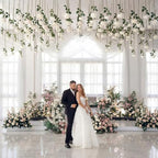 Lyrow 60 Pack White Artificial Flower Hanging Ornaments White Rose Floating Garland Floral Minimalist Boho Wedding Proposal Anniversary French Cream Farmhouse Ceiling Garland Table Decor DIY Craft - Image 5