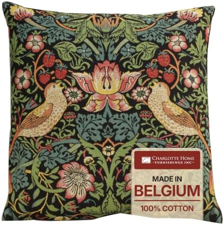 William Morris Strawberry Thief A Blue Tapestry Throw Pillow Cover 18 x 18 by CCharlotteHomeFurnishings