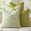a moment Green 4 Pack Throw Pillow Covers - Chenille & Velvet Set with Piping, Farmhouse Textured Design Pillow Cases for Couch Sofa Bed Livingroom (20x20 Inch, No Insert) by amoment