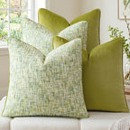 a moment Green 4 Pack Throw Pillow Covers - Chenille & Velvet Set with Piping, Farmhouse Textured Design Pillow Cases for Couch Sofa Bed Livingroom (20x20 Inch, No Insert) by amoment