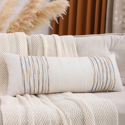 Boho Lumbar Throw Pillow Cover 14x36 Yellow Blue by Tosleo
