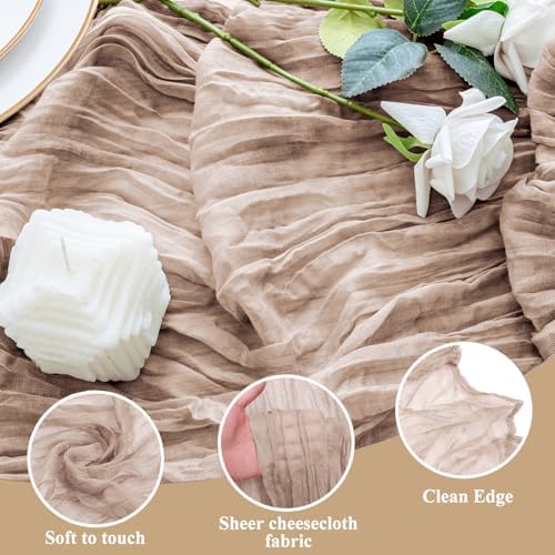 Cheesecloth Table Runner 10FT 12Pcs Nude Pink Boho Gauze Sheer Runners - Image 3