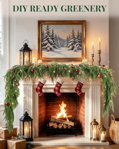 2 Pack 6 FT Norfolk Pine Garlands, Real Touch Christmas Decor - Image 4