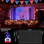 American LED Flag Net Lights Outdoor – 384 Super Bright Red White Blue Lights, Waterproof Patriotic Flag Light for 4th of July, Memorial Day, Independence Day, Yard, Garden, Wall Decor - Image 6