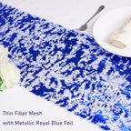 2 Pcs Royal Blue Table Runner, Glitter Metallic Foil Mesh Roll 108" - Image 5