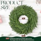 24" Norfolk Pine Wreath for Front Door, Real Touch Christmas Wreaths Artificial Greenery Realistic Wreath Holiday Winter Decoration for Home Decor Window Indoor Outdoor - Image 2