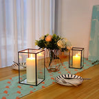 Phosphor Hurricane Camdle Holder Set of 2 Pieces, Black Glass Candle Holder for Wedding, Party, Holiday. - Image 6