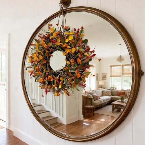 HipTree 24 Inch Fall Wreath for Front Door, Autumn Wreath with Mini Pumpkin - Image 6