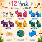 12 Pcs Indian Return Gift Bulk for Pooja, Colorful Elephant Statue - Image 6