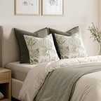 Set of 2 Euro Floral Pillow Covers 24x24 Inch Light Green - Image 6