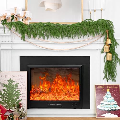 2Pcs 6 Ft Christmas Norfolk Pine Garland for Mantel and Holiday Decor - Image 4