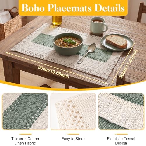 Britimes Table Runner Set, 26 Pack, for Farmhouse Decor, Boho Sage Green - Image 4