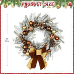 24" Christmas Wreath for Front Door Artificial Unlit Winter Wreath with Pine Cones, Berry Clusters, Bronze Ball Ornaments and Ribbon for Thanksgiving Holiday Christmas Decoration - Image 2