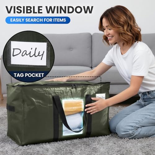 TAILI 4 Pack Green Extra Large Moving Bags,Storage Bag with Visible Window - Image 5