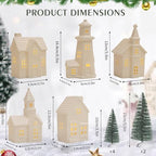 11Pcs White Ceramic Christmas Village Houses with Timer - Image 2