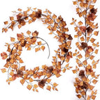 Wavwavw 2 Pack 9ft Fall Garland for Mantle Artificial Leaf Fireplace Decor by Wavwavw