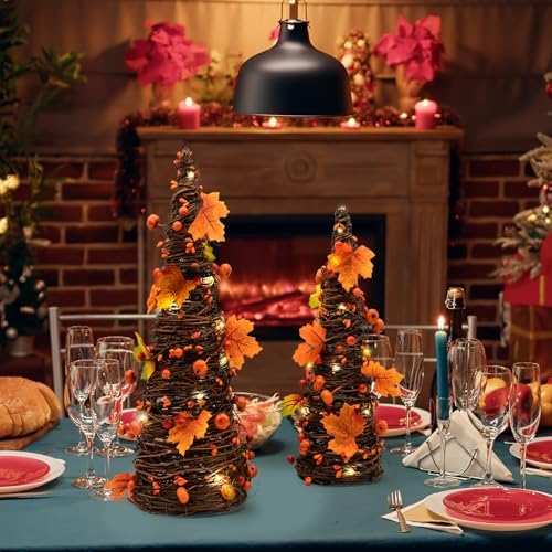 Fall Decor, Fall Tabletop Trees, Lighted Pumpkin Thanksgiving Decorations - Image 5