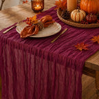 8 Pack Burgundy Red Cheesecloth Table Runner 120 Inch Boho Wedding Decor by Fixwal