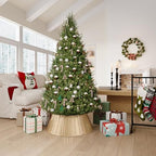 ELYKEN Gold Christmas Tree Collar, 28 Inch Woven Xmas Tree Skirt for 7.5 ft Trees, Stylish Rustic Basket for Tree Base Cover with Cord Cut-Out for Pencil Trees, Easy Assembly - Image 7