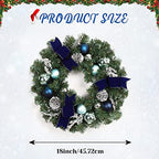 Garvee 18in Christmas Wreaths for Front Door with 15 LED Lights Blue Silver - Image 7