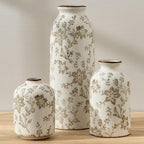 Ceramic Flower Decorative Antique Vase Set of 3, Vintage Rustic Chinoiserie Floral Vase for Home Decor, Living Room, Bookshelf, Office, Entryway, Garden, Chinoiserie Decor, Tuscan Decor by StylishHomeDecorforYou