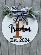 Wood front door sign Wood sign Home decor Welcome sign Sign for front door House warming gift Wedding gift (Last name-DS015(A1) S007, 18" Width) - Image 2