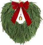 24" Norfolk Pine Wreath, Artificial Christmas Wreaths, Real Touch Green Winter Garland for Front Door Wall Indoor Outdoor Christmas Holiday Decor, with Bow & Bell, FF12 by AmoriseArtificialFLowers