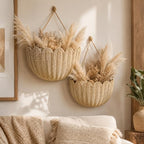 Scalloped Wall Basket, 2Pack Hand Woven Rattan Hanging Wall Baskets - Image 2