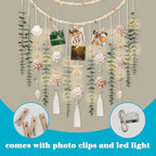 Artificial Eucalyptus Wall Decor with Seashell Coastal Decor Natural Home Decorations Hanging Wooden Bead Garland for Large Bedroom Bathroom Living Room, 32 x 32 Inch - Image 6