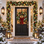 9FT Christmas Garland with Lights, Pre-Lit Lighted Christmas Decorations for Mantle Fireplace Table Stairs,Winter Indoor Outdoor Xmas Home Decor,Realistic Cedar Pine Garlands with Pinecone Berries - Image 6