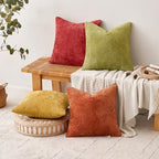 MIULEE Soft Decorative Chenille Fall Pillow Covers Rust Yellow Green 18x18 - Image 5