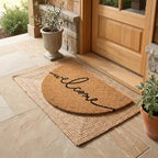 THEODORE MAGNUS Half-Moon Welcome Doormat | 100% Natural Coir | Modern Script, Anti-Slip Backing | Semicircle Outdoor Front Door Mat - Image 5