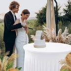 Fitted White Spandex Table Skirts for Wedding Party,60 Inch Round,4 Pack - Image 3