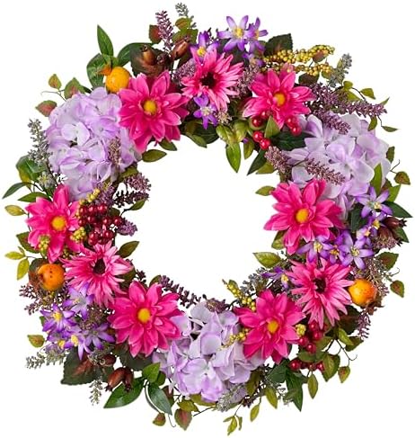 Balsam Hill Outdoor Vibrant Summer Bloom Spring & Summer Wreath - 22" Premium UV-Protected Floral Door Wreath for Front Door, Patio, & Sun-Drenched Outdoor Display by BalsamHill