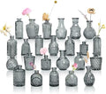 Grey Bud Vases in Bulk 24, Embossed Glass Small Vases for Flowers, Vintage Mini Flower Vase for Centerpieces, Wedding Decoration, Party, Baby Shower, Birthday, Home Decor, Living Room, Office by GarDream