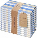 Urban Villa Cloth Napkins Cotton 20x20 (Set of 12) Blue Sand Checks by CottonTrends