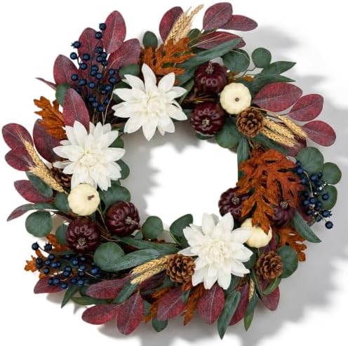24 Inch Fall Wreath for Front Door, Autumn Wreath for Door Decoration - Image 7