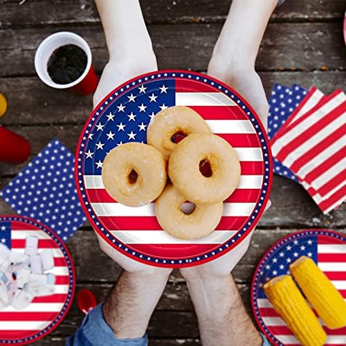 Gatherfun American Flag Patriotic Party Supplies Disposable Napkins and Paper Plates for Veterans Day Election Day 4th of July Independence Day Decorations, Serve 50 - Image 6