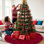 60 Inches Velvet Christmas Tree Skirt Decorations Red Luxury Xmas Fur Plush Skirts for Merry Christmas Party Rustic Vintage Holiday Home Winter - Image 7