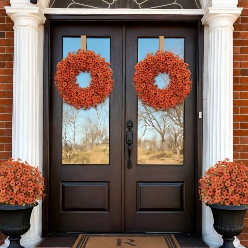 20 Inch Fall Wreaths for Front Door, Autumn Floral Outdoor Wreath - Image 5